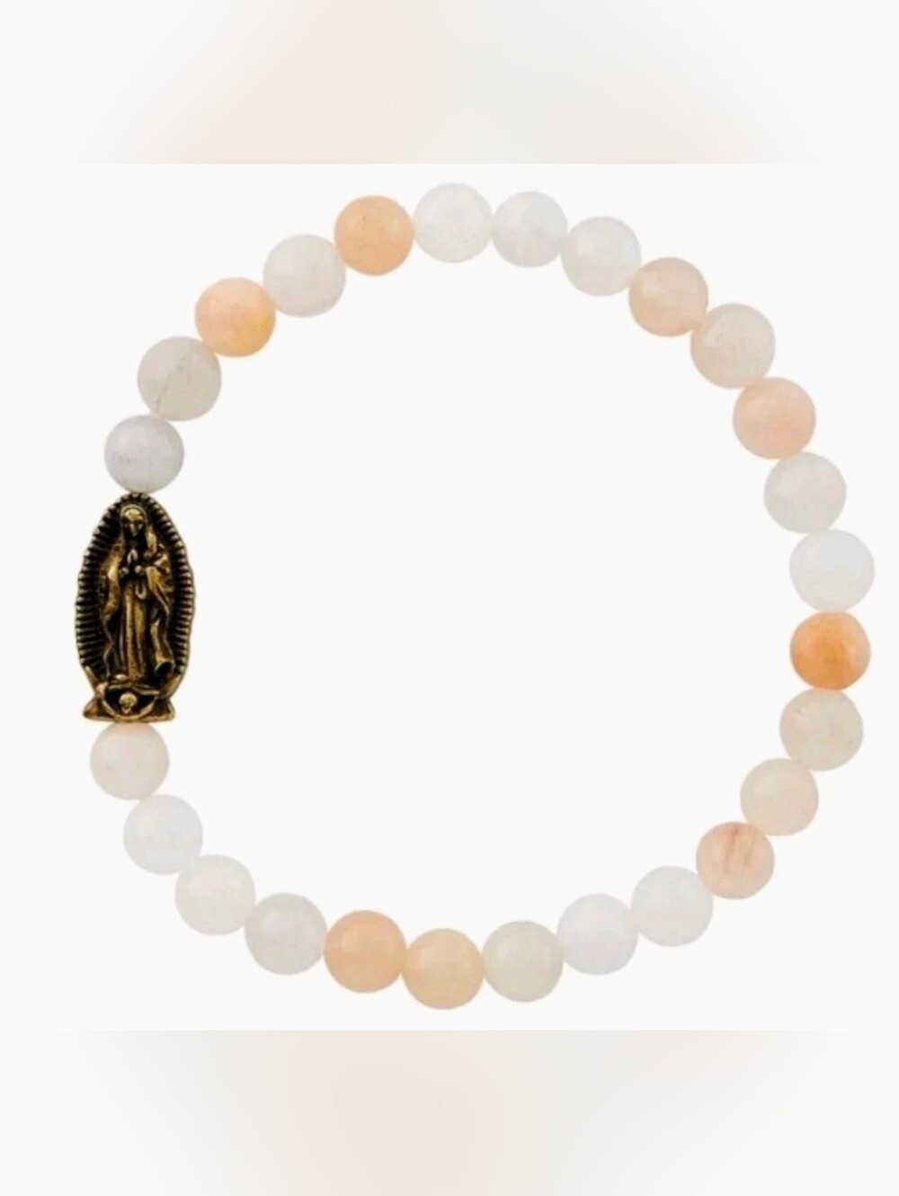 Our Lady Of Guadalupe Rose Quartz Bracelet Zinc Alloy Cottagecore Catholic